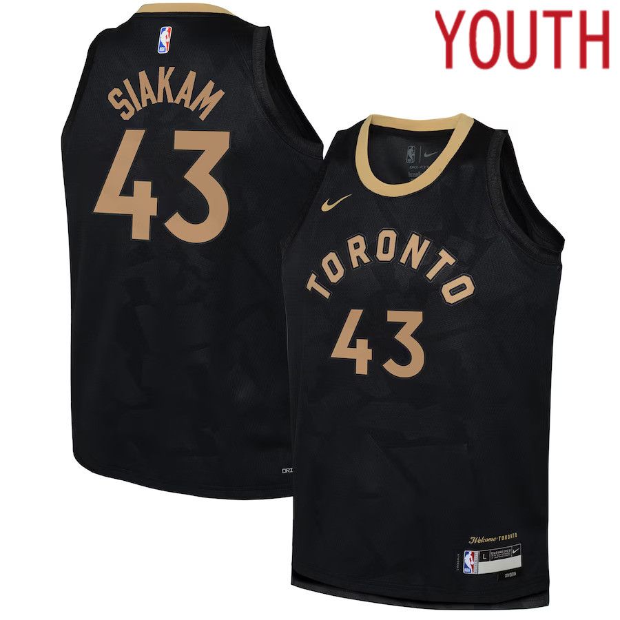 Youth Toronto Raptors 43 Pascal Siakam Nike Black City Edition 2022-23 Swingman NBA Jersey
